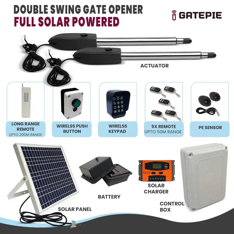 Gatomate solar double swing gate opener