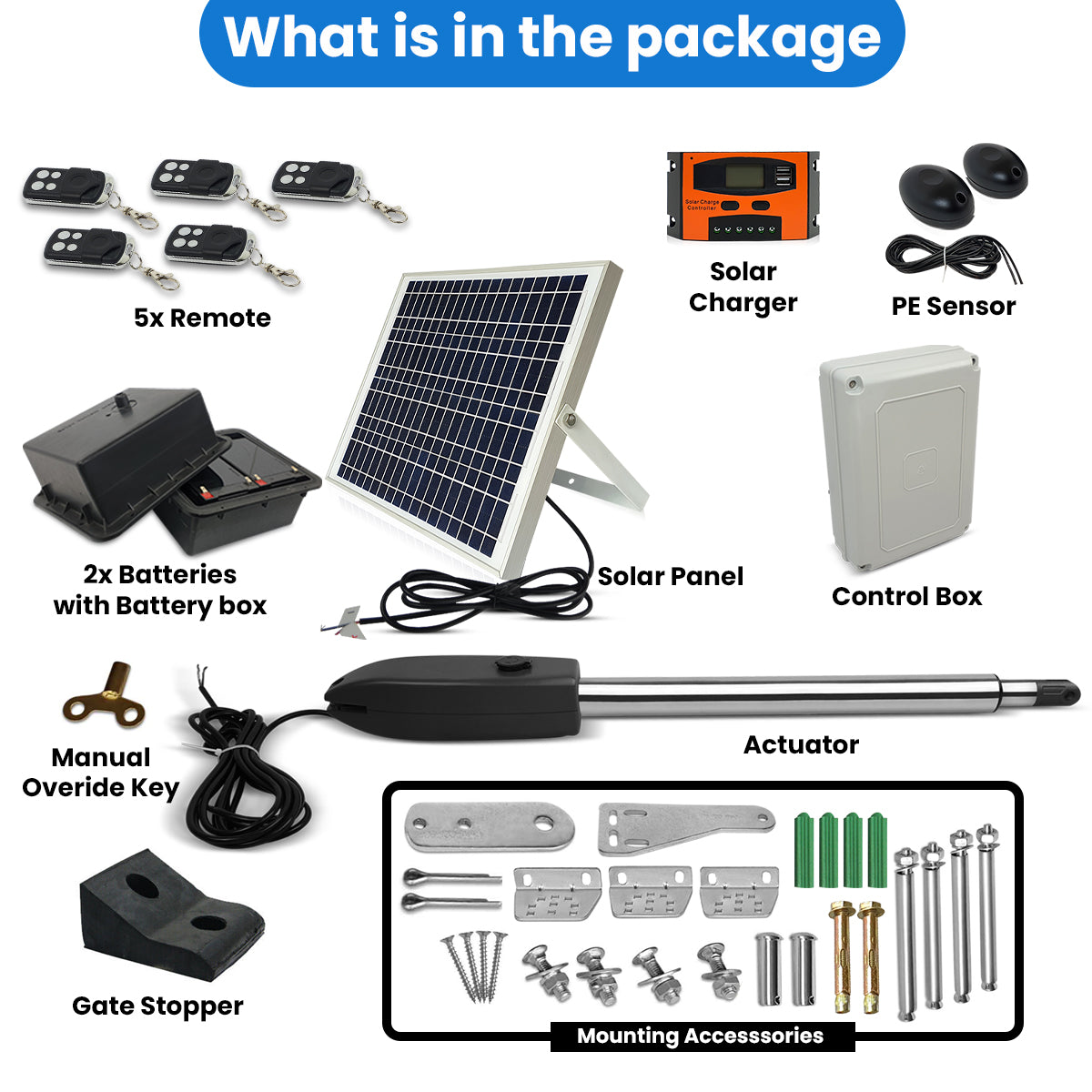 Full Solar Powered, Automatic, Single Swing ,Gate Opener Kit, gatomate ,swing arm gate motor,swing gate stopper